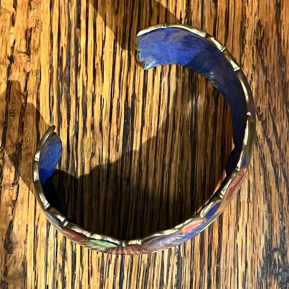 Vintage Signed David Kuo Champleve Enamel Cuff Bracelet Cloisonné Butterfly - Picture 11 of 16